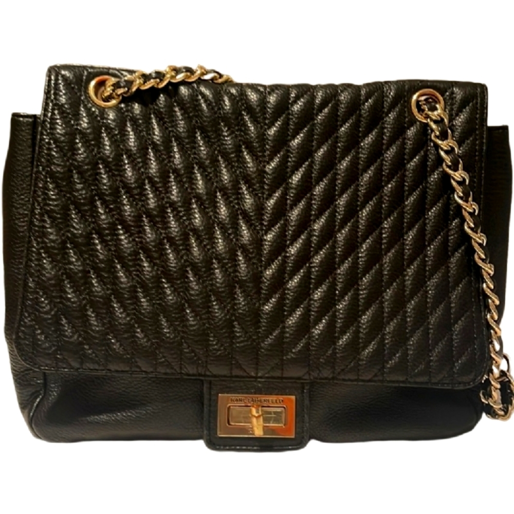Karl Lagerfeld black leather shoulder bag